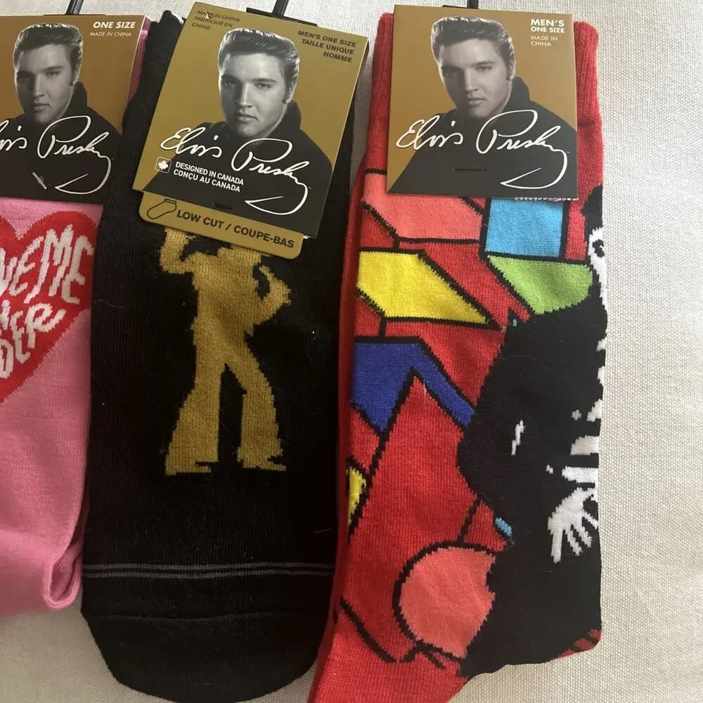 Elvis Presley Rock n Roll Music Novelty Crew Socks Unisex/Mens 6-12 4 Pair NWT